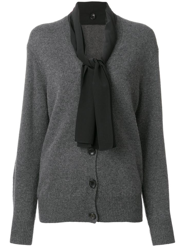 Joseph Knitted Cardigan With Neck Tie Detail - Grey