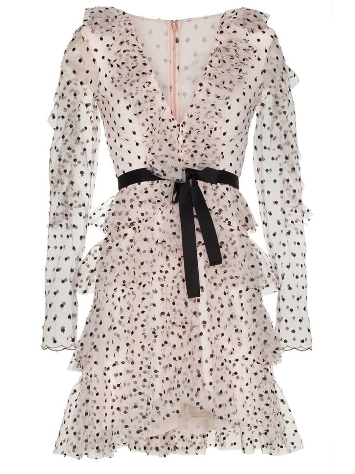 Philosophy Di Lorenzo Serafini V Neck Polka Dot Sheer Dress - Black