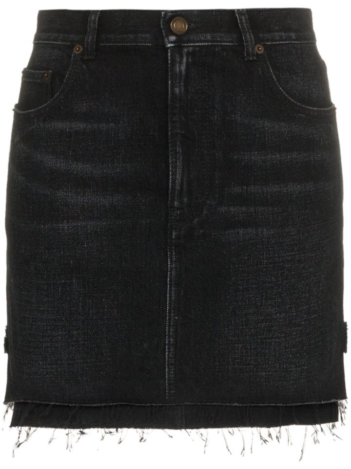 Saint Laurent High-waisted Denim Mini Skirt - Black