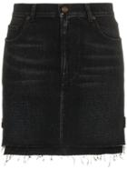 Saint Laurent High-waisted Denim Mini Skirt - Black