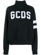 Gcds Turtleneck Logo-appliqué Sweatshirt - Black
