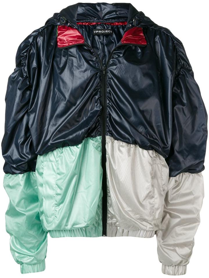 Y / Project Colour Block Hooded Jacket - Blue