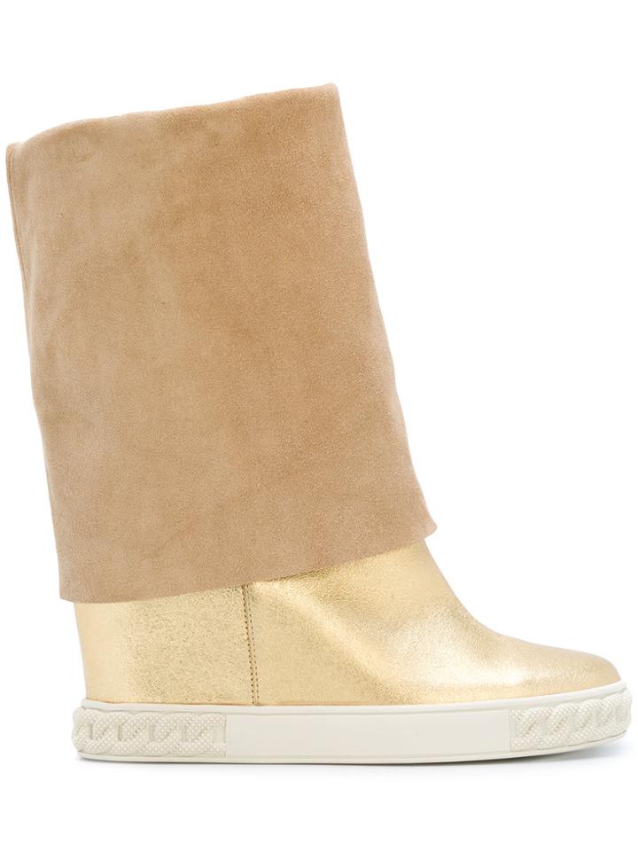 Casadei Foldover Boots - Nude & Neutrals