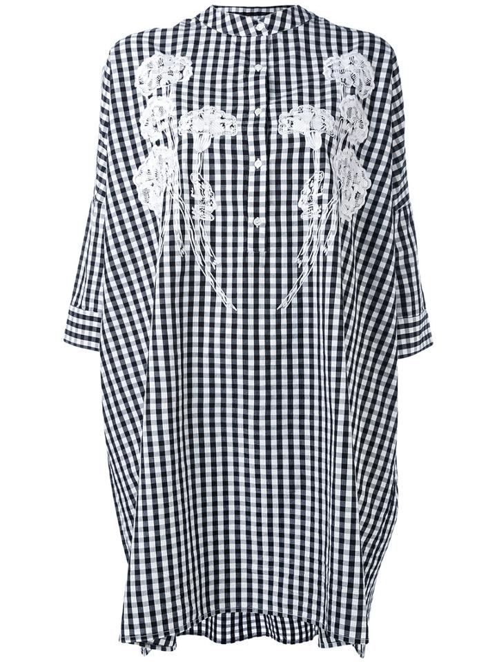 'nuda' Embroidered Gingham Dress - Women - Cotton/acrylic - 40, Black, Cotton/acrylic, Essentiel Antwerp