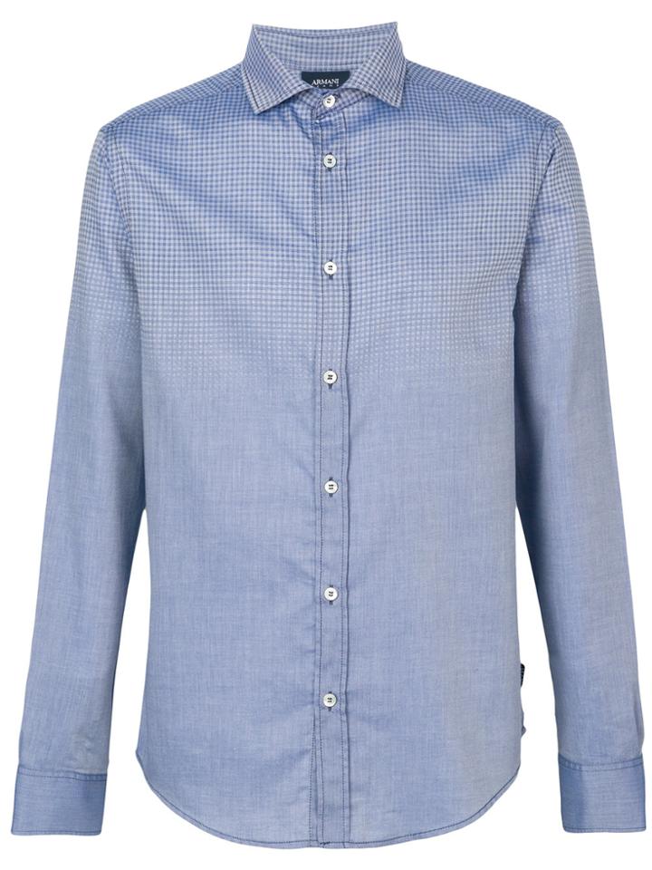 Armani Jeans Faded Checked Shirt - Blue