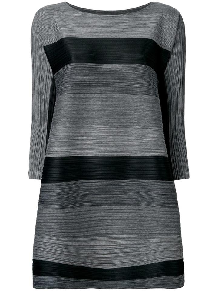 Pleats Please By Issey Miyake Striped Flared Dress - Black