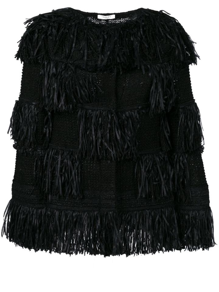 Charlott Fringed Oversized Jacket - Black