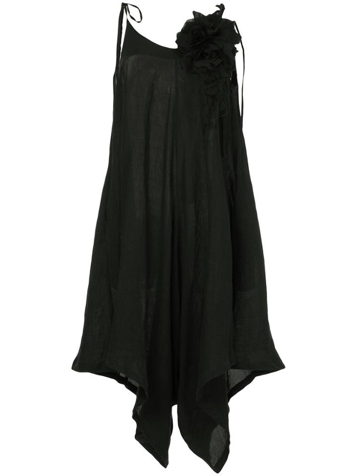 Aleksandr Manamïs Floral Brooch Flared Jumpsuit - Black