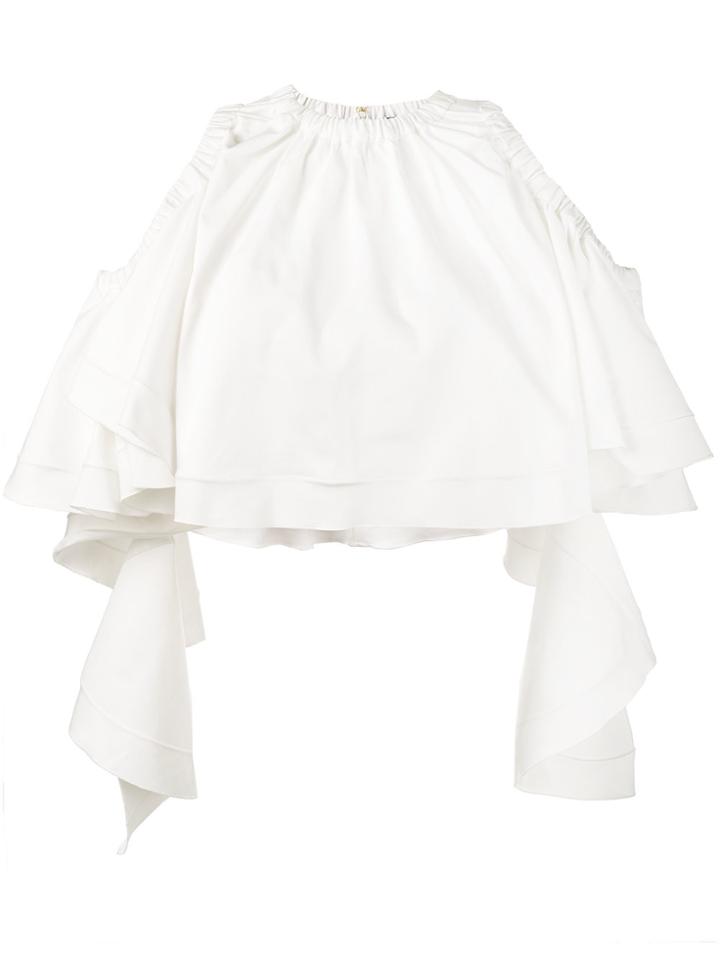 Ellery Cold Shoulder Cropped Top - White