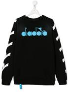 Diadora Junior Teen Distressed Logo Print Sweater - Black