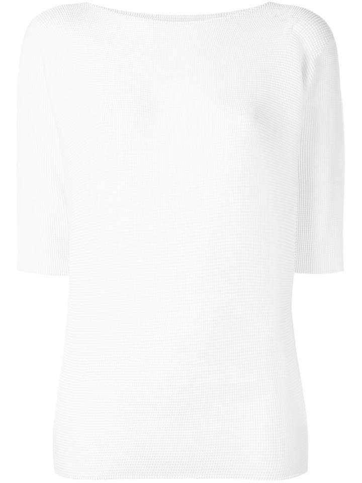 Issey Miyake Cauliflower Boat Neck Blouse, Women's, White, Polyester