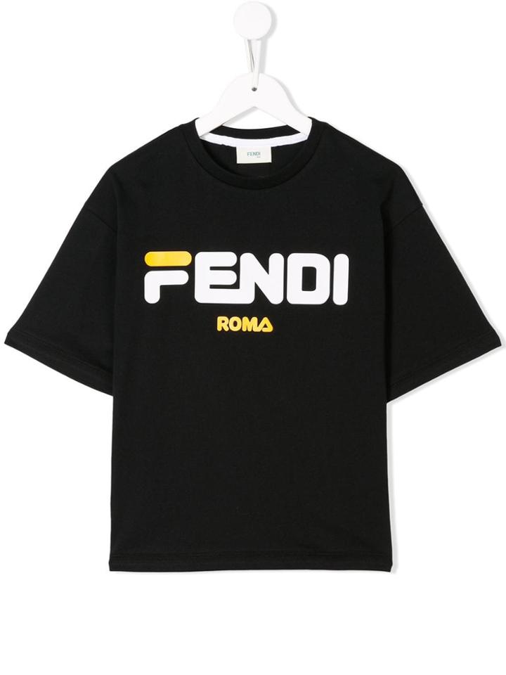 Fendi Kids Logo Patch T-shirt - Black