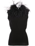 Boutique Moschino - Feather Trim Top - Women - Polyester/viscose/ostrich Feather/turkey Feather - 42, Black, Polyester/viscose/ostrich Feather/turkey Feather
