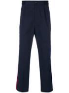 Gucci - Web-trimmed Trousers - Men - Cotton/spandex/elastane/virgin Wool - 50, Blue, Cotton/spandex/elastane/virgin Wool