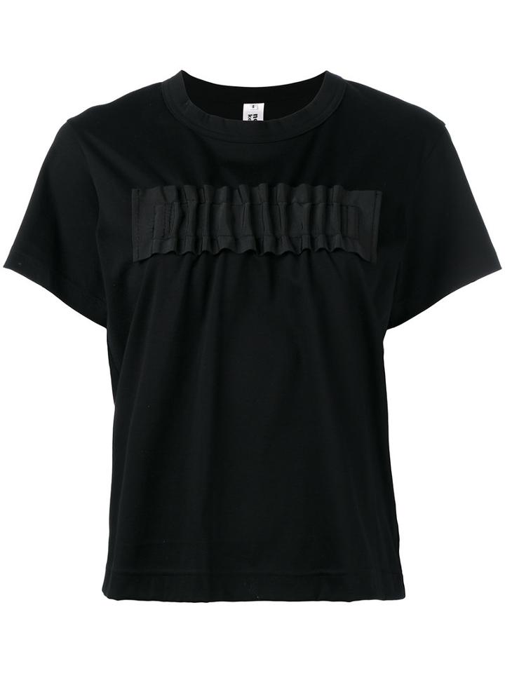 Comme Des Garçons Noir Kei Ninomiya - Gathered Detail T-shirt - Women - Cotton/polyester - S, Black, Cotton/polyester