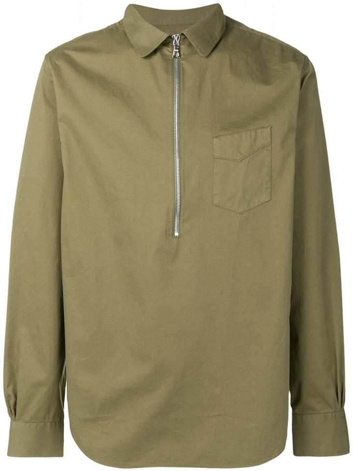 Officine Generale Half-zip Fitted Shirt - Green