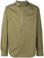 Officine Generale Half-zip Fitted Shirt - Green