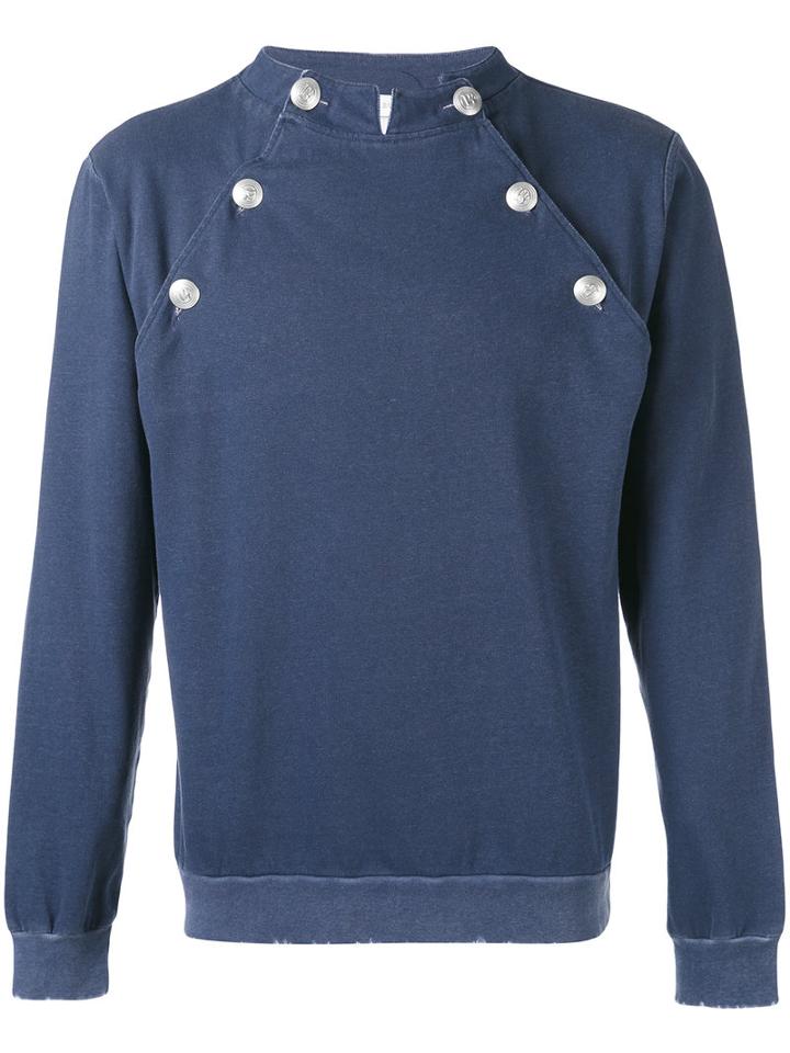 Pierre Balmain - Buttoned Sweatshirt - Men - Cotton - 50, Blue, Cotton