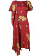 Magda Butrym - Floral Print Dress - Women - Silk - 36, Red, Silk