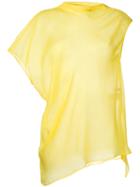 08sircus Sheer Asymmetric Hem Top, Women's, Size: 36, Yellow/orange, Cupro
