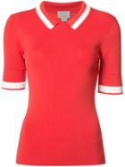 Grey Jason Wu Contrast Polo Top - Red