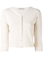 D.exterior - Three-quarters Sleeve Cropped Cardigan - Women - Polyester/viscose - M, Nude/neutrals, Polyester/viscose