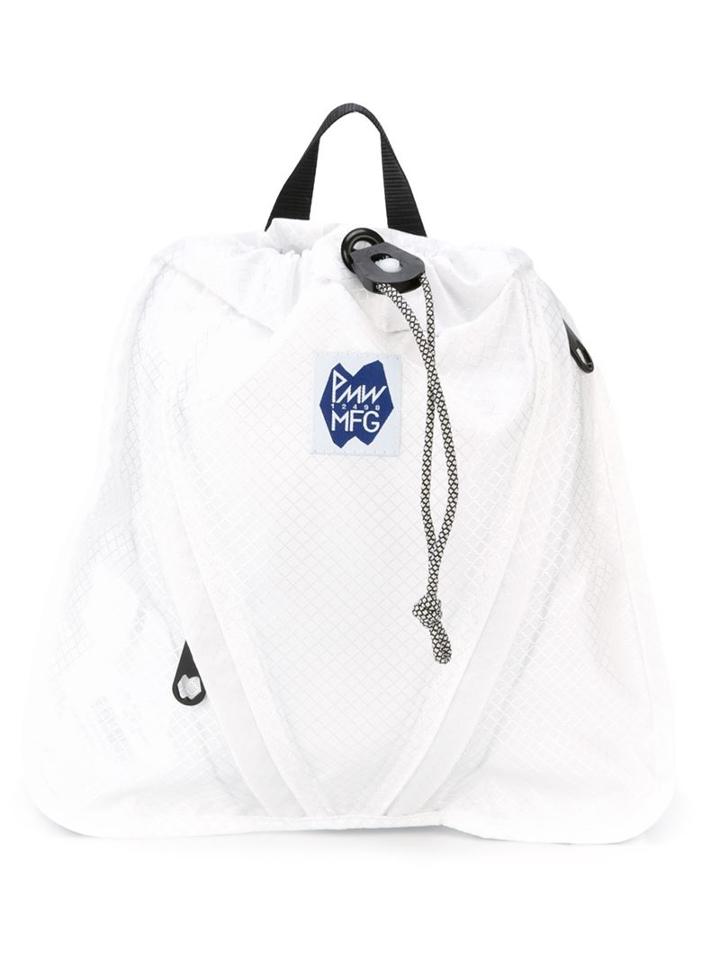 Pmw Mfg Zipped Front Pockets Mini Backpack, White, Nylon
