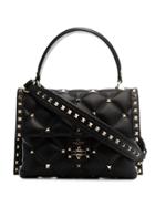 Valentino Black Candystud Leather Top Handle Bag