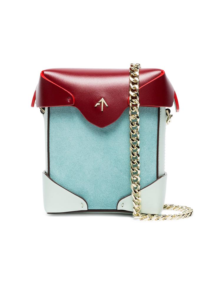 Manu Atelier Multicoloured Pristine Leather Cross Body Bag - Blue