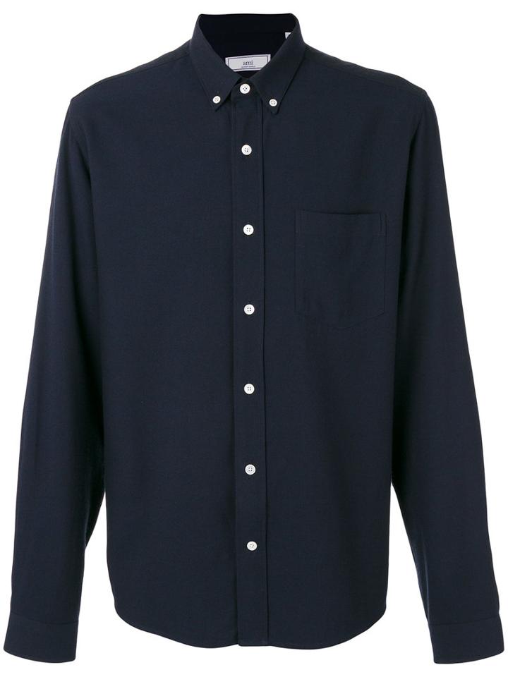 Ami Alexandre Mattiussi - Button-down Shirt - Men - Viscose/virgin Wool - 39, Blue, Viscose/virgin Wool