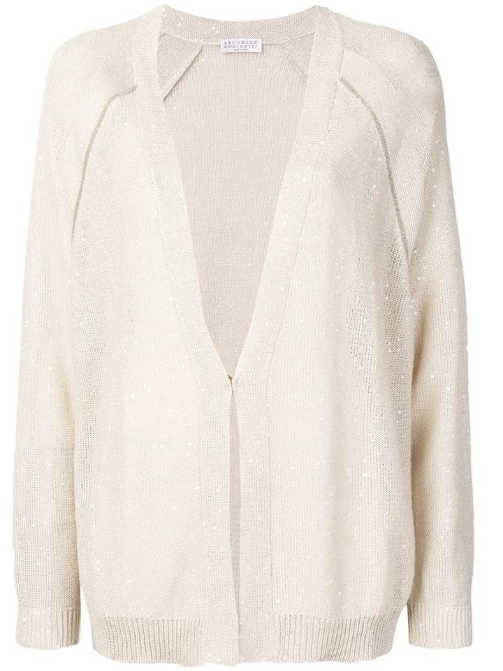 Brunello Cucinelli Long Line Sequins Cardigan - Neutrals