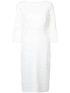 Lela Rose Embroidered Detail Midi Dress - White