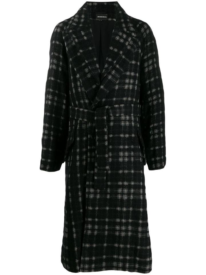 Ann Demeulemeester Check Patterned Coat - Black