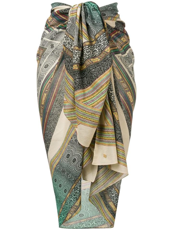 Parah Pareo Patterned Pashmina - Brown