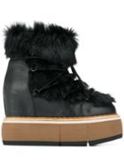 Paloma Barceló Fur Trim Platform Boots - Black