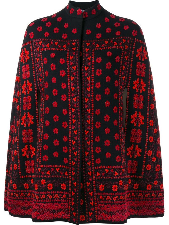 Alexander Mcqueen Floral Jacquard Knit Cape