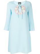 Boutique Moschino Embroidered Neckline Dress - Blue