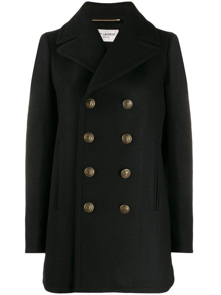 Saint Laurent Double Breasted Peacoat - Black