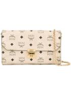 Mcm Logo Print Clutch, Women's, Nude/neutrals, Canvas/alcantara/polyurethane