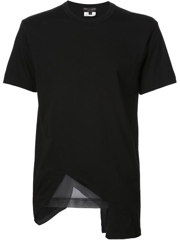 Comme Des Garçons Homme Plus Cut Out Mesh T-shirt, Men's, Size: L, Black, Cotton/polyester