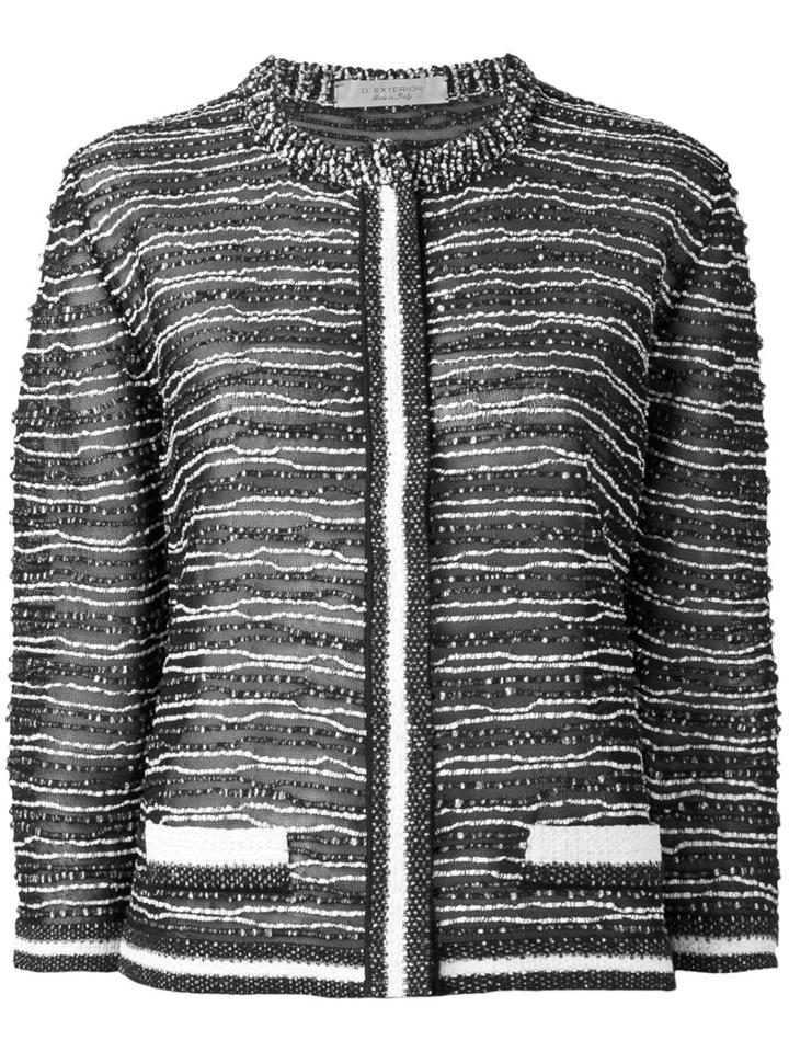 D.exterior - Collarless Cropped Jacket - Women - Viscose/cotton/polyester/polyurethane - L, Black, Viscose/cotton/polyester/polyurethane