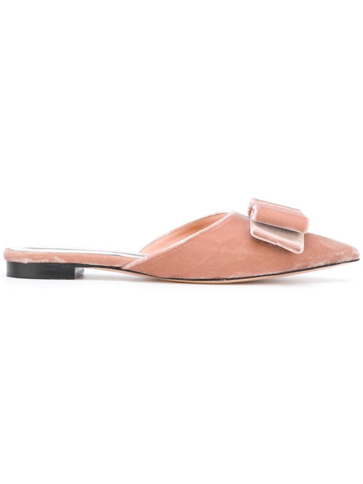Rochas Bow Embellished Mules - Pink & Purple