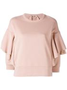No21 Ruffled Sleeves Sweatshirt, Women's, Size: 40, Pink/purple, Cotton/acetate/silk