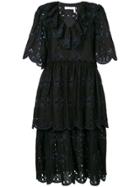See By Chloé Open Embroidery Midi Dress - Black