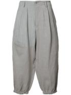 Yohji Yamamoto Cropped Trousers, Men's, Size: 3, Grey, Linen/flax