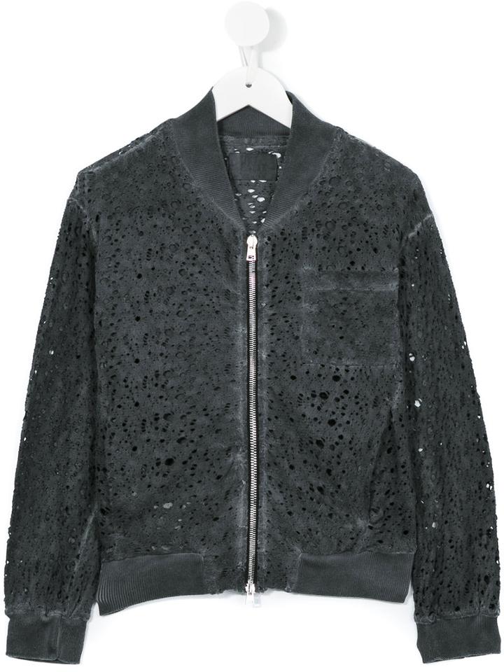Lost And Found Kids - Holey Bomber Jacket - Kids - Cotton - 6 Yrs, Grey