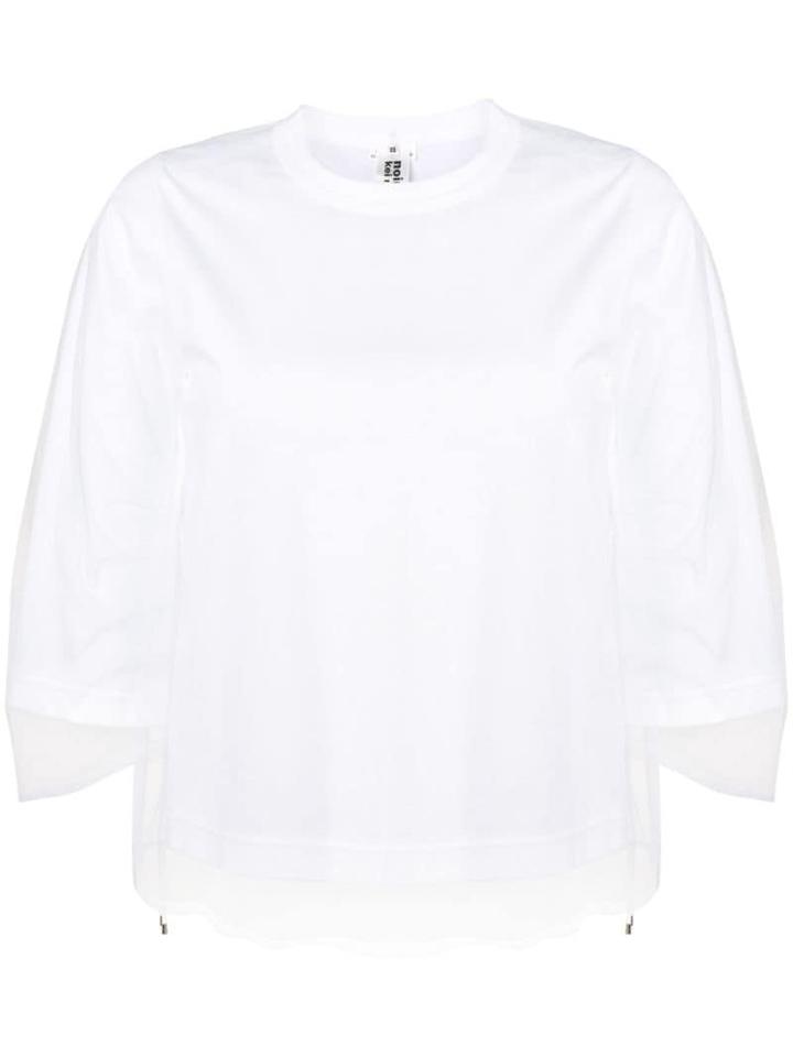 Comme Des Garçons Noir Kei Ninomiya Tulle Overlay Top - White