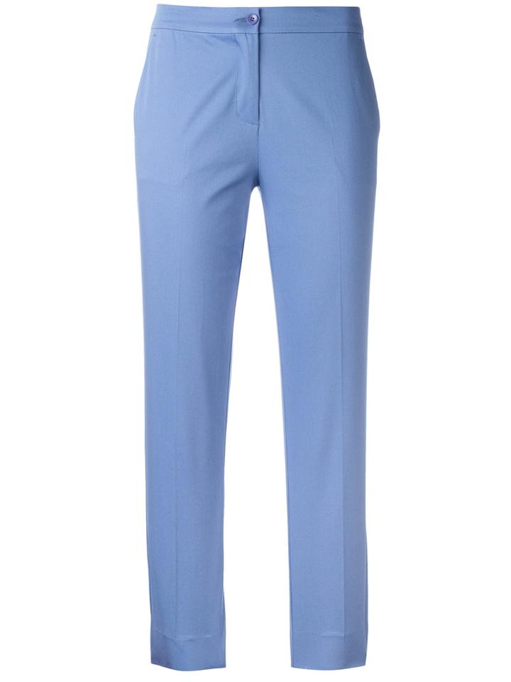 Etro Cropped Trousers, Size: 38, Blue, Cotton/spandex/elastane