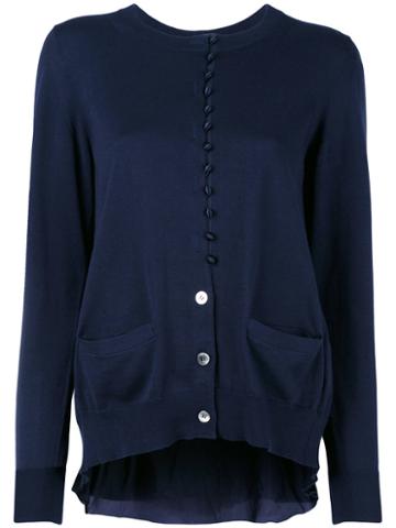 Sacai - Cupro Insert Cardigan - Women - Cotton/polyester/cupro - 3, Blue, Cotton/polyester/cupro