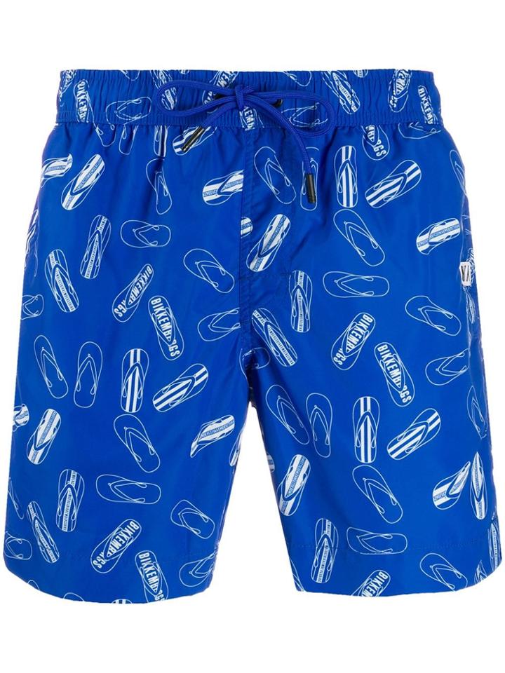 Dirk Bikkembergs Flip Flops Print Swim Shorts - Blue